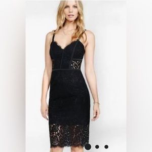 Express Black Lace Midi Dress